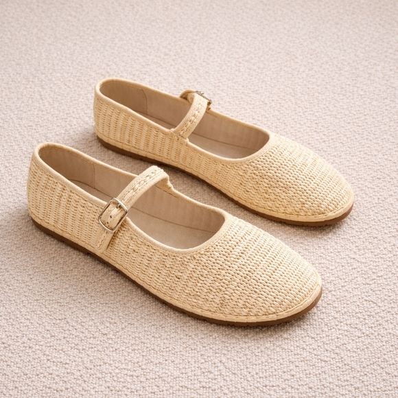 Urban Outfitters Shoes - NWT BDG Urban Outfitters Madeline Natural Raffia Mary Jane Ballet Flats US 7